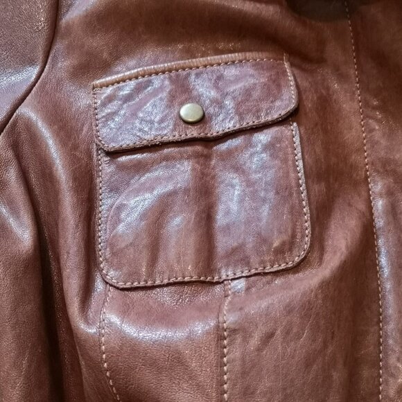 VTG Danier Genuine Italian Leather Brown Womens Large Jacket Removable Lining - Picture 11 of 16